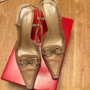 Anne Klein light tan sling back heels